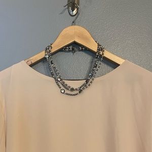 Three strand multi-color pearlesque necklace in excellent used condition.